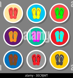 Illustration on theme set symbols for beautiful slippers, logo slippers consisting of flat design with elements mobile web apps, collection modern inf Stock Vector