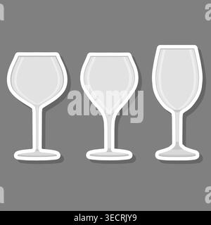 Illustration on theme set symbols for glass cup with shine for water, logo glass cup for water consisting of flat design with colored elements, modern Stock Vector