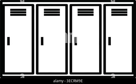 Four tall white doors with silver handles Stock Vector
