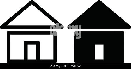 Simple black house icon with triangle roof Stock Vector