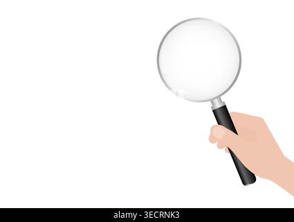 Hand holding Magnifying Glass. Vector Illustration Isolated on a White Background. Stock Vector