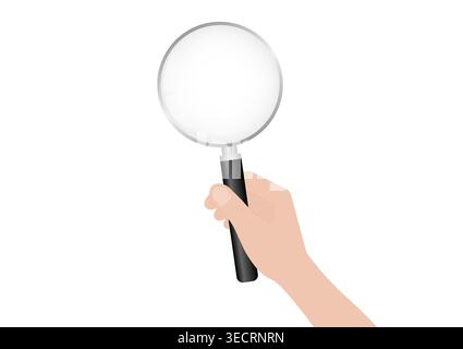 Hand holding Magnifying Glass. Vector Illustration Isolated on a White Background. Stock Vector