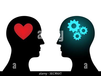 Human Head with Gear and Heart.  Vector Illustration. Stock Vector