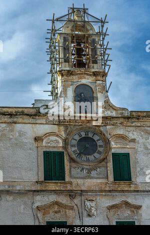 Of medieval origin, the Palazzo dell'Orologio, currently under restoration, stands in Piazza Vittorio Emanuele II, where the Cathedral is also located. Stock Photo
