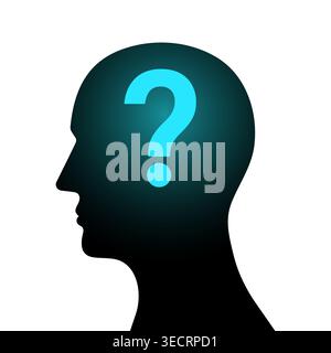 Human Head with Question Mark. Vector Illustration. Stock Vector