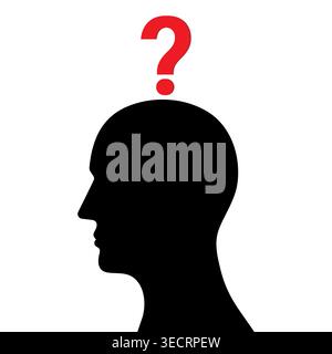 Human Head with Question Mark. Vector Illustration. Stock Vector