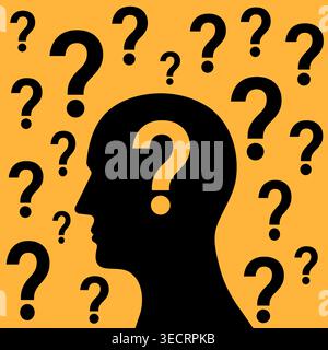 Human Head with Question Mark. Vector Illustration. Stock Vector