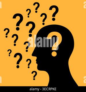 Human Head with Question Mark. Vector Illustration. Stock Vector
