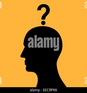 Human Head with Question Mark. Vector Illustration. Stock Vector