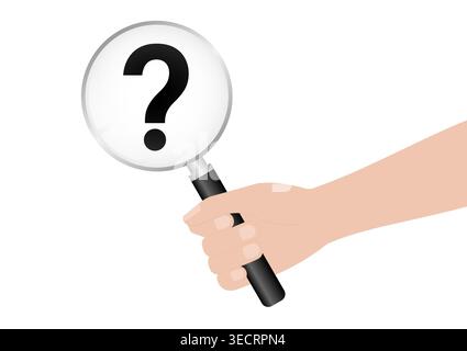 Question Mark with Magnifying Glass. Business Solution Concept. Vector Illustration. Stock Vector
