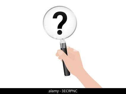 Question Mark with Magnifying Glass. Business Solution Concept. Vector Illustration. Stock Vector