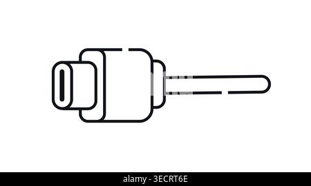 USB-C cable connector icon: universal type-C plug for fast charging and data transfer Stock Vector