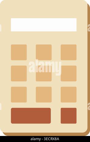 Simple illustration of a beige calculator with square keys a display screen and large function buttons Stock Vector
