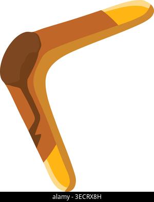 Simple illustration of a curved boomerang in brown and yellow tones with a shaded tip Stock Vector
