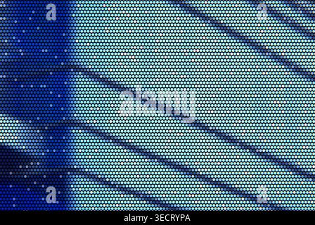 Abstract blue and cyan pixel grid background with diagonal light bands and halftone texture. Modern tech-style pattern ideal for digital design, wallp Stock Photo