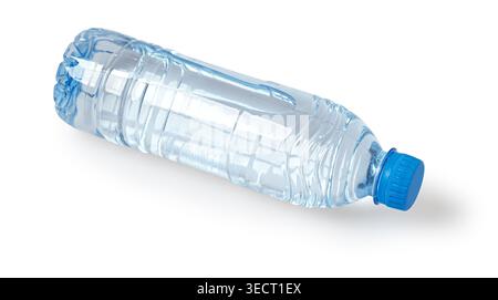 Clear plastic bottle containing refreshing mineral water, isolated for easy use Stock Photo