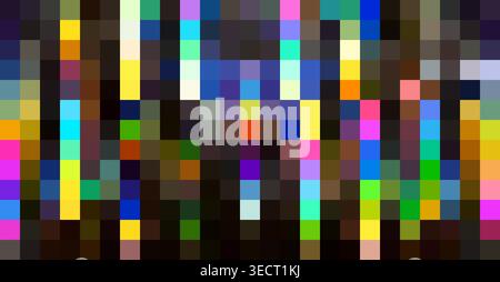 Abstract grid background displaying vibrant squares and digital glitch art effect Stock Photo