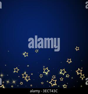 Starry night fairy tale background. Cute sparkling twinkles, christmas spirit in the air. Festive stars vector illustration on dark blue background. Stock Vector