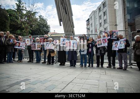 May 2, 2026, Istanbul, Istanbul, Turkey: Members of the Saturday Mothers/People gather during their 1101st weekly protest in Istanbul, Turkey, on May 2, 2026, demanding justice for Mehmet Serif Avsar, who was forcibly disappeared in 1994 in Diyarbakir.Avsar, a 28-year-old father of two, was detained by plainclothes individuals identified as members of JITEM on April 22, 1994. Despite official denials of custody, witnesses saw him taken to a gendarmerie facility. Two weeks later, his body bearing signs of torture was found near Lice.Although several perpetrators were later convicted, the Euro Stock Photo