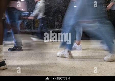 Blurred motion of people walking in a busy public space. London, UK, 6 April 2024 Stock Photo