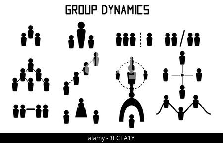 Group Dynamics Illustration Vector Graphic, People Interaction and Communication Concepts on White Background isolated on white background Stock Vector