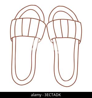 Striped summer pool slides vector line art illustration Stock Vector