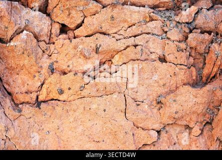 Demaged bricks and stone red orange surface grungy background Stock Photo