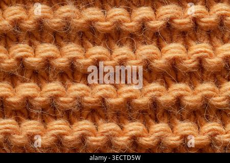 Knitted orange relief horizontal pattern Stock Photo