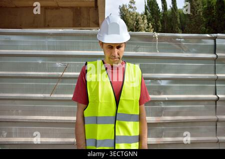 construction worker fired from work Stock Photo