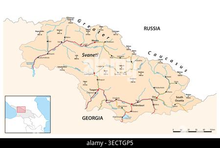 Map of the Georgian historical-geographical region of Svaneti Stock Photo