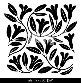 Black floral pattern forms elegant, swirling vines Stock Vector