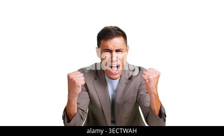 Excited man shouting and celebrating for success Stock Photo