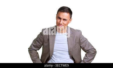 Confident man smirking and posing business casual Stock Photo