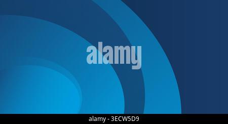 Layered concentric curved shapes in varying blue tones from light cyan to deep navy. Vector design for corporate presentations, website headers, techn Stock Vector