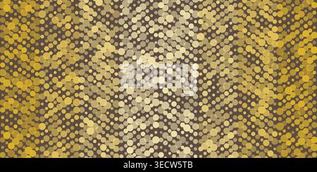 Abstract dense dotted pattern with random placed colorful small circles, spots in golden, brown and white tones. Modern vector pattern background desi Stock Vector