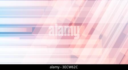 Abstract vector background design with many slanted crossing layered gradient rectangles, bold lines in peach, pink and blue tones. Modern geometric d Stock Vector