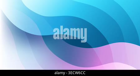 Abstract background with translucent wavy, curvy shapes, soft gradient colors in blue, turquoise, and pink. Modern flowing design, perfect for digital Stock Vector