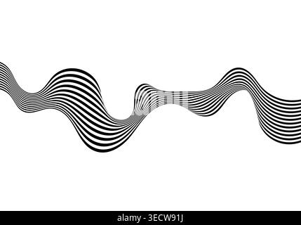 Modern artistic background with deformed linear structures in black and white color scheme. Stock Photo