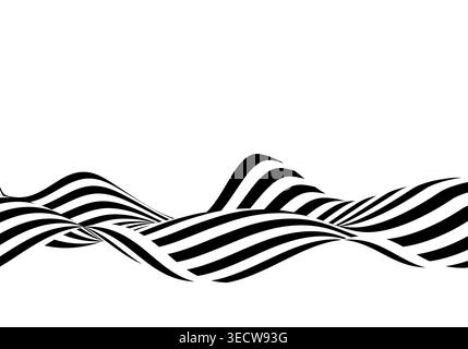 Linear illustration in engraving or digital noise style with smooth form transitions. Stock Photo