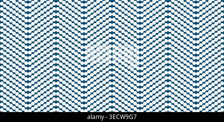 Abstract dotted pattern with small colored circles forming slanted wavy zigzag lines in white. Modern geometric vector background design for creative, Stock Vector