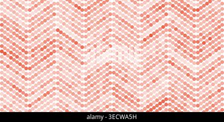 Abstract dotted pattern with colorful small circles forming slanted wavy lines in red, brown and white tones. Modern geometric vector background desig Stock Vector