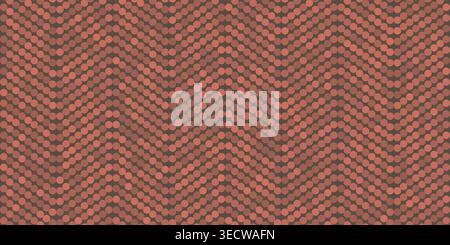 Abstract dotted pattern with small brown and red circles forming slanted wavy lines in red, brown and purple tones. Modern geometric vector background Stock Vector