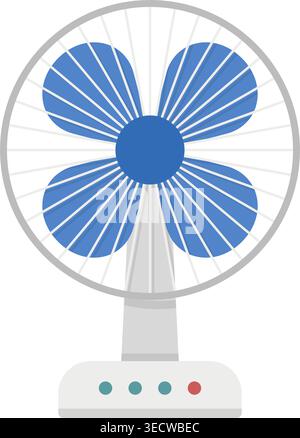 Electric fan icon in flat colorful style. Cooler device vector illustration on isolated background. Air ventilator sign business concept. Stock Vector