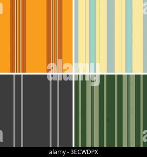 Striped pattern set reflecting contemporary wallpaper trends. Seamless vectors enhance digital devices, app interfaces, social media posts, and modern Stock Vector