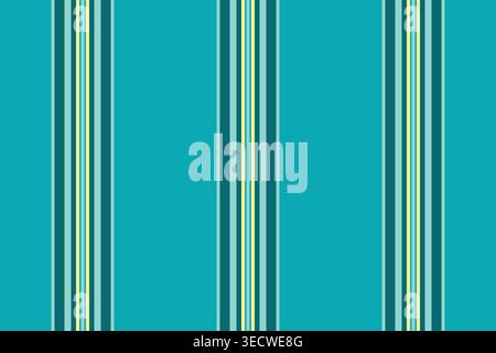 Designer lines pattern fabric, online seamless background stripe. Silk textile vertical vector texture in cyan and teal colors palette. Stock Vector