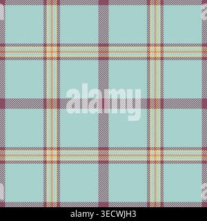 Multicolored texture check pattern, ragged textile seamless plaid. Graph fabric vector background tartan in light and pink colors palette. Stock Vector