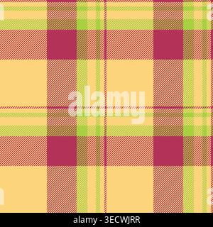 Effect plaid tartan pattern, halftone texture check textile. Horizontal seamless background fabric vector in amber and red colors palette. Stock Vector