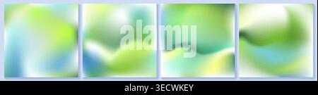 Gradient green blue bg of spring earth. Abstract noisy gradation in teal white grain. Colorful blurred bokeh square, leaf grainy mesh with velvet Stock Vector