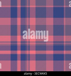Handsome seamless pattern background, classical plaid textile vector. Menu fabric texture tartan check in red and blue colors palette. Stock Vector
