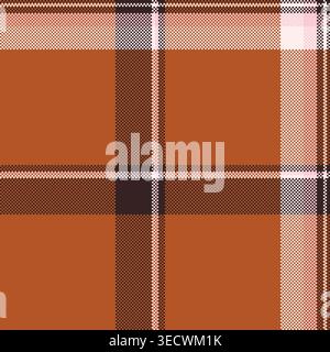 Dog tooth texture background pattern, greeting plaid vector seamless. Us tartan check textile fabric in orange and dark colors palette. Stock Vector